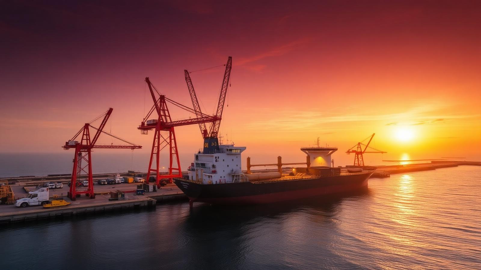 Walvis Bay bulk terminal at dusk